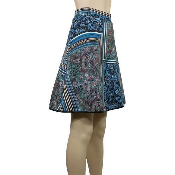 Clover Canyon NWT Blue Knee Length Paisley Stripe Skirt Small - Picture 3 of 5